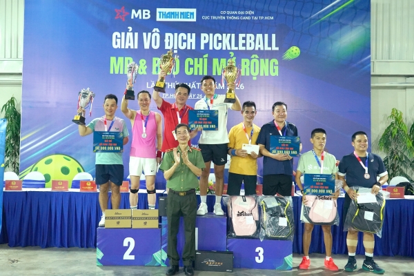 Lý Hoàng Nam vô địch giải pickleball của Cơ quan đại diện Cục Truyền thông CAND TP.HCM