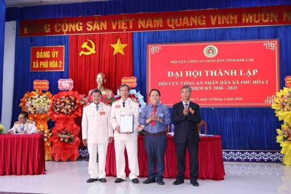 Đắk Lắk: Thành lập Hội Cựu CAND xã Phú Hòa 2, nhiệm kỳ 2026 - 2031