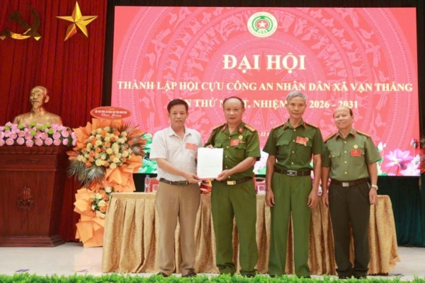 Ninh Bình: Thành lập Hội Cựu CAND xã Vạn Thắng, nhiệm kỳ 2026 - 2031